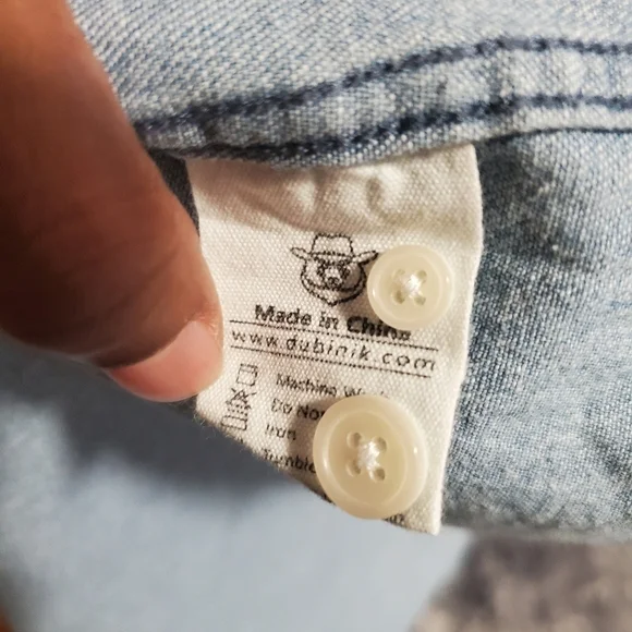 Customized Version Mens Denim Button Down Oversized Shirt Light Blue Wash Sz 2XL - Picture 7 of 12